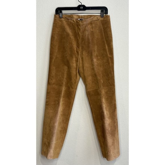 Vintage CO & EDDY Sz 8 Genuine Suede Leather Pants Straight Leg BROWN 90’s Y2K - Picture 1 of 11